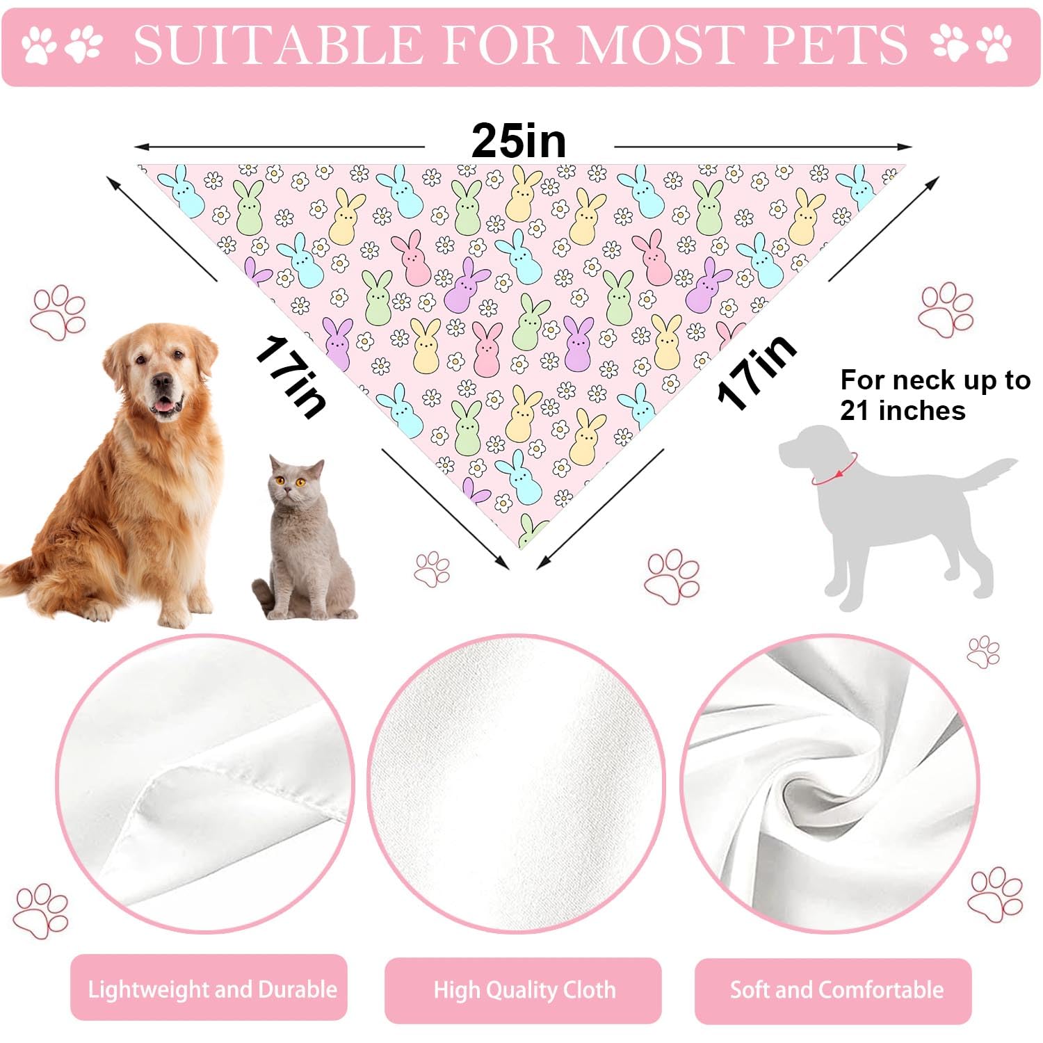 Bandana Paques QIRUIMI pour chat, style de fête.