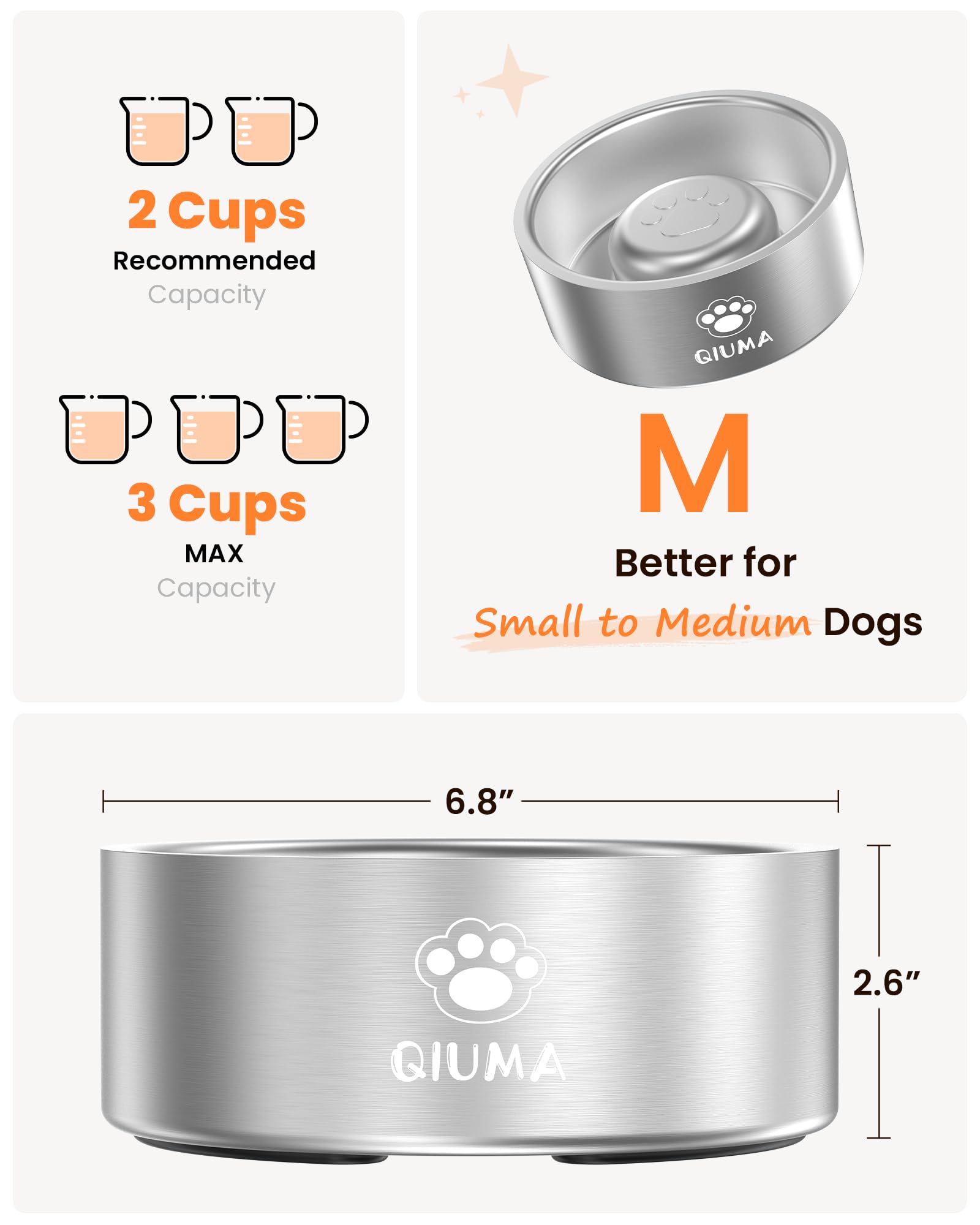 Qiuma bol inox 304 sans odeur, pratique au quotidien.