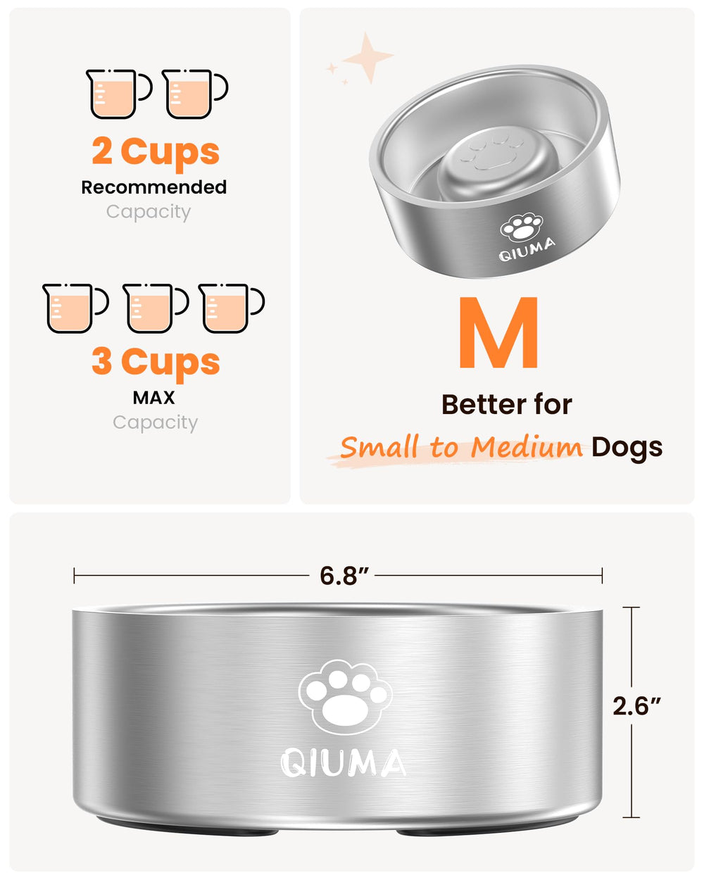 Qiuma bol inox 304 sans odeur, pratique au quotidien.
