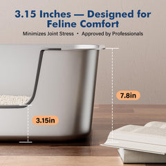 Qiuma Litière en acier inox résiste aux odeurs et simplifie l’entretien.