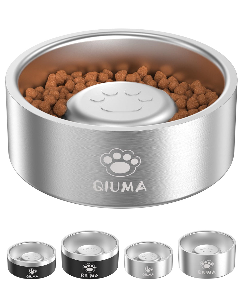 Qiuma bol lent chien, centre surélevé favorisant alimentation plus calme.
