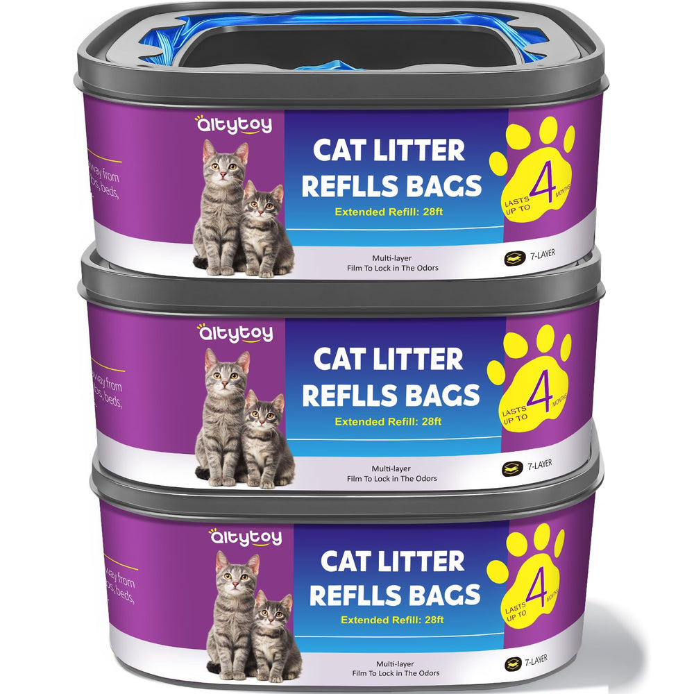 Qltytoy sacs refill litière jumbo 28ft: longue durée et faible consommation de plastique.