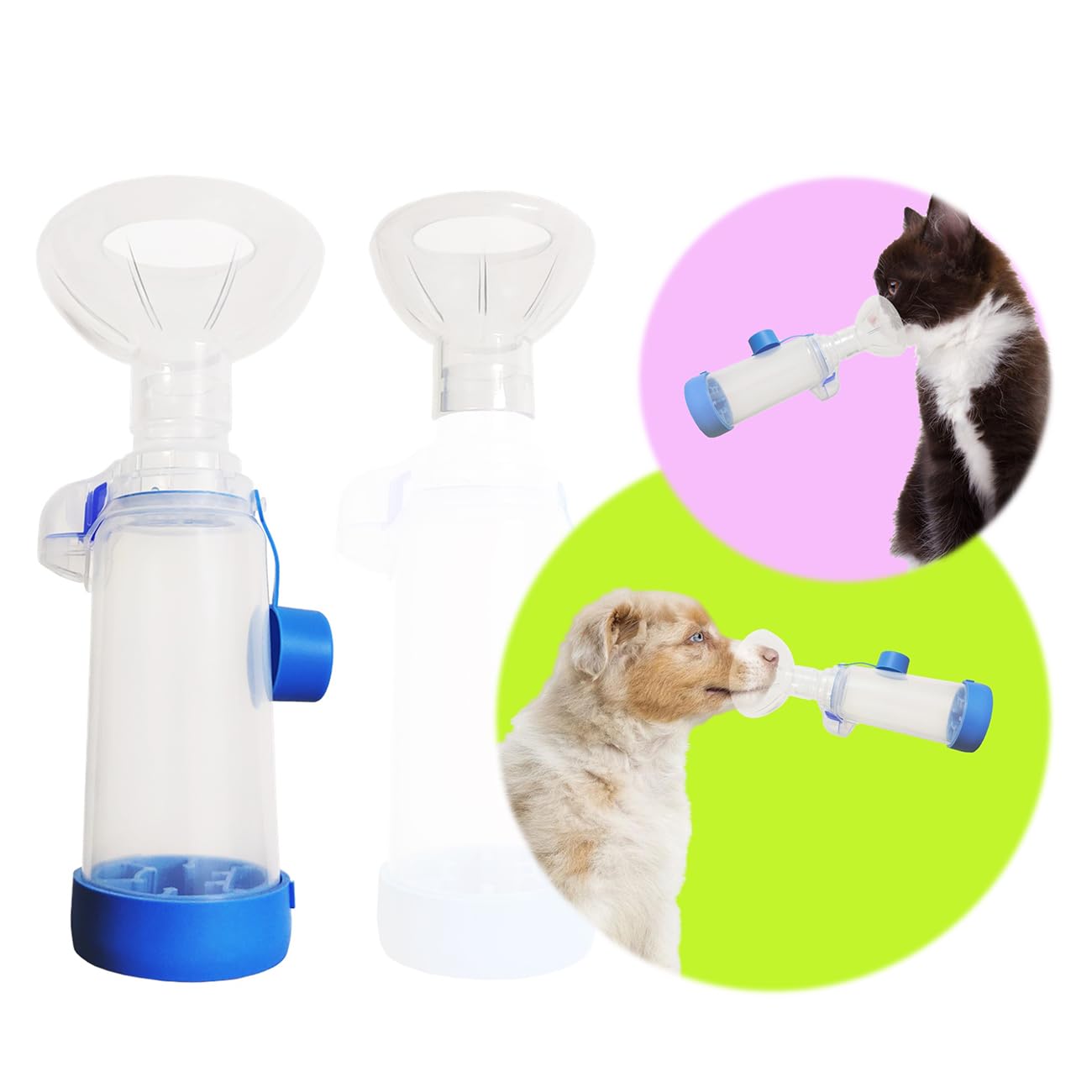 QMARK Inhaler Spacer avec masque silicone pour petit chien, ajustement doux.