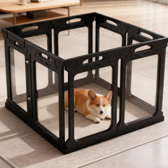 Qoility enclos-chien transparent intérieur extensible pour sécurité et jeu intérieur.