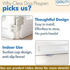 Qoility parc translucide 4-panneaux – sécurité sans arêtes pour chiots