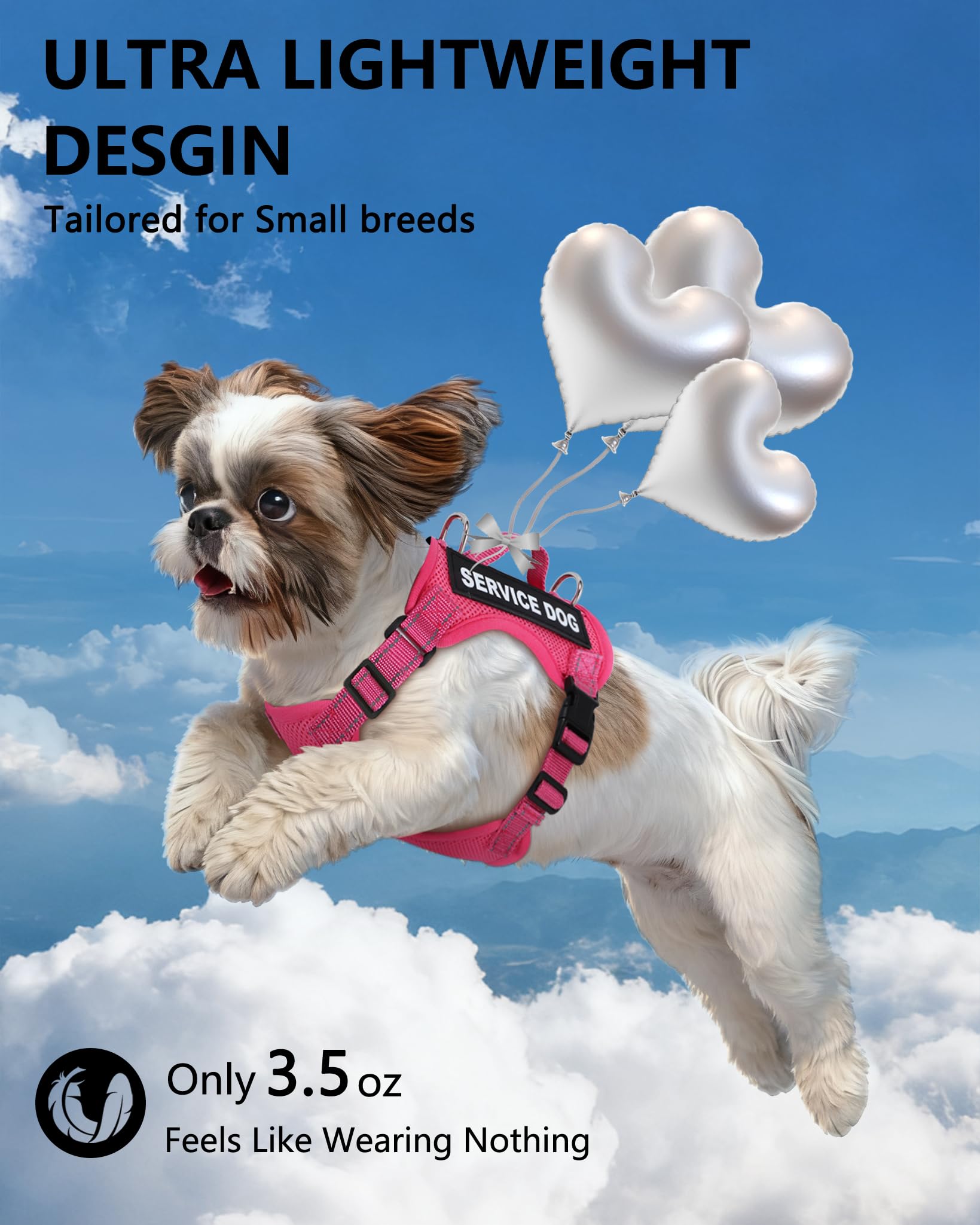 Gilet service chien petit avec détails réfléchissants QUDLIMO.