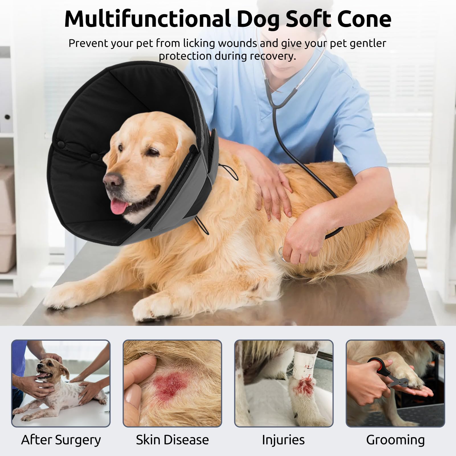 Queenmore cone-chien-xl montage facile avec fermeture Velcro.