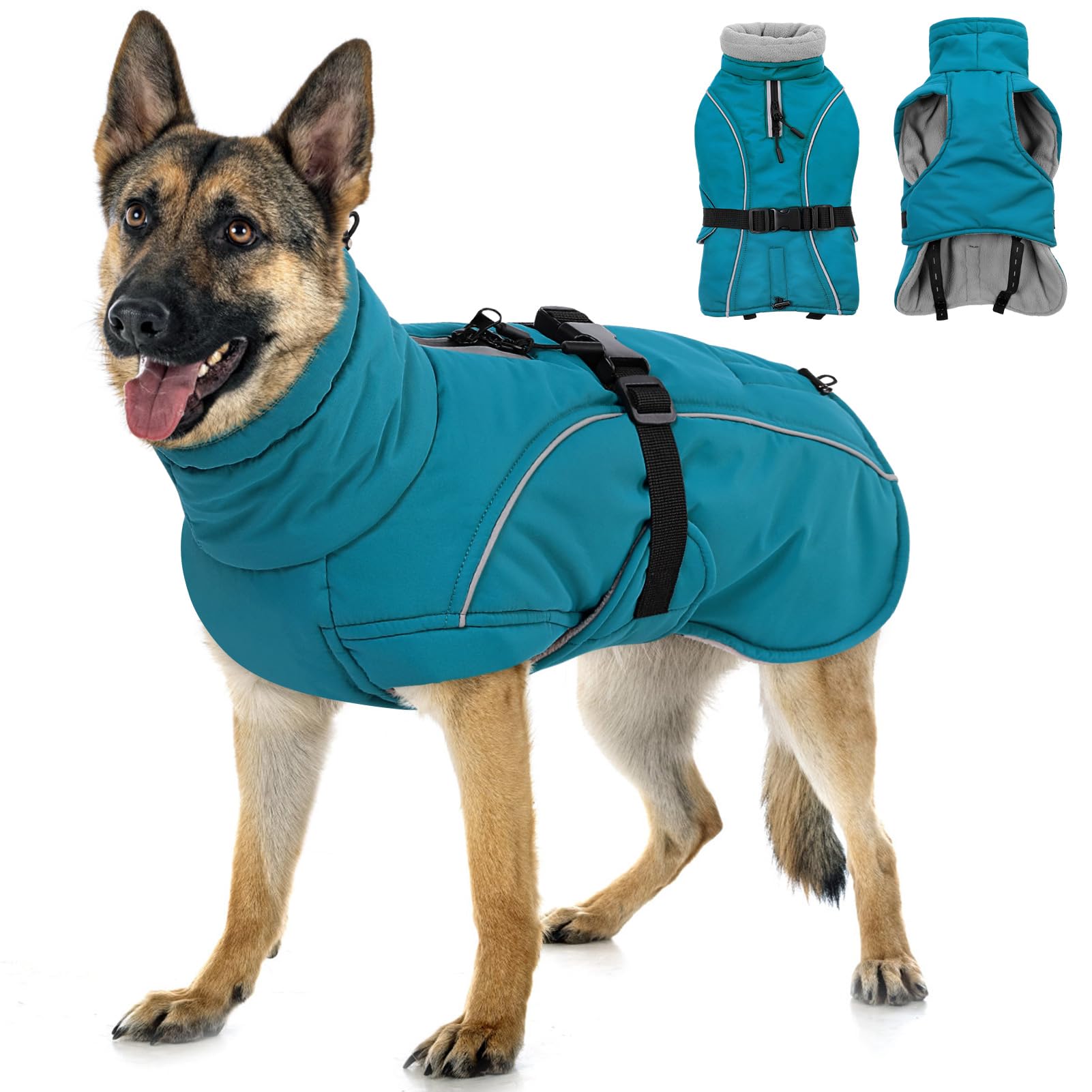 Doudoune Queenmore pour chien grand bleu 3XL — chaleur et confort hivernal.