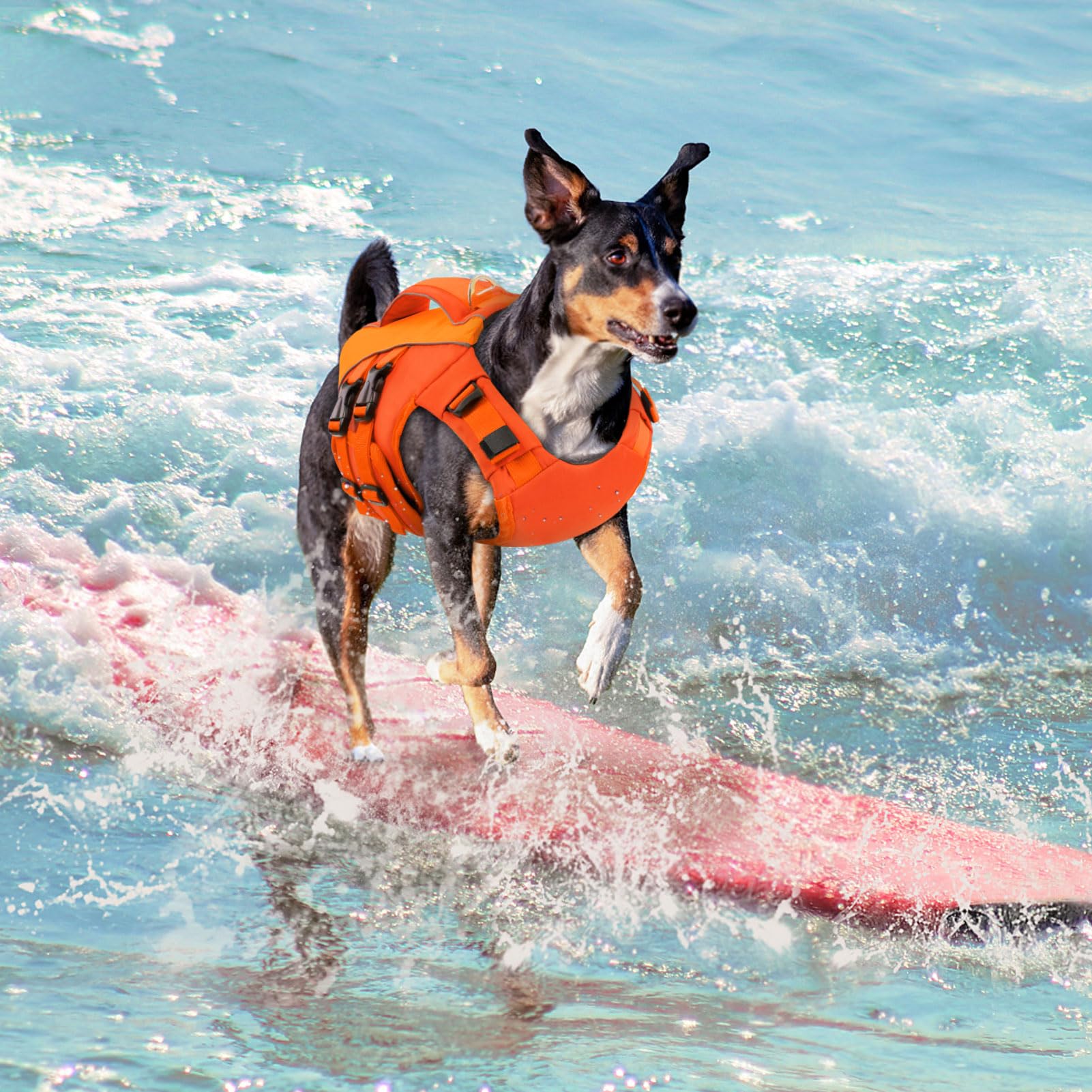 Gilet Queenmore chien couleur orange vif pour repérage rapide sur l eau