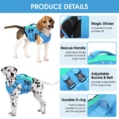 Queenmore gilet sauvetage chien moyen - arrière, sécurité renforcée en eau