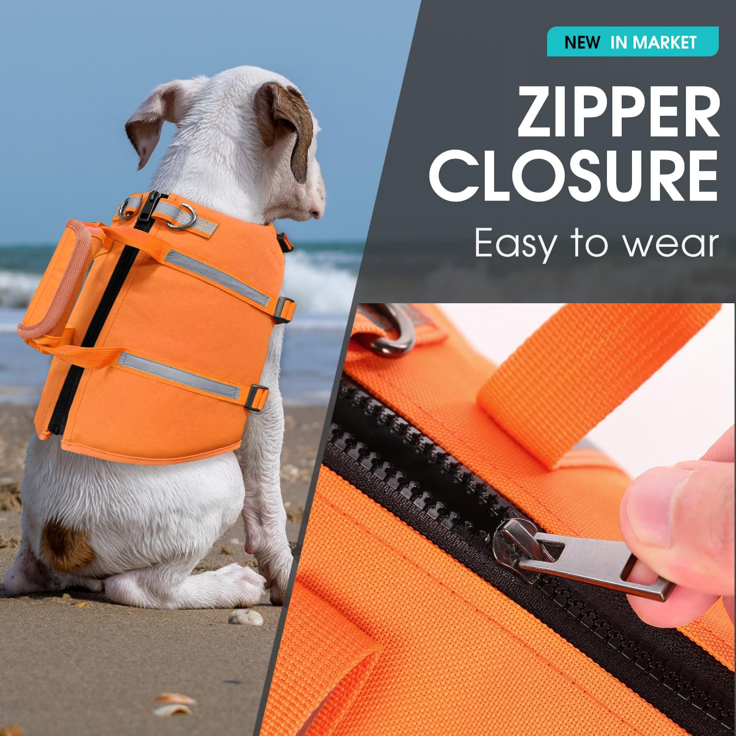 Queenmore gilet sauvetage chien orange, vue de dos, flottabilité optimale et visibilité