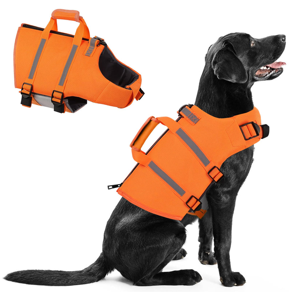 Queenmore gilet sauvetage chien orange, vue de face, sécurité accrue à la nage
