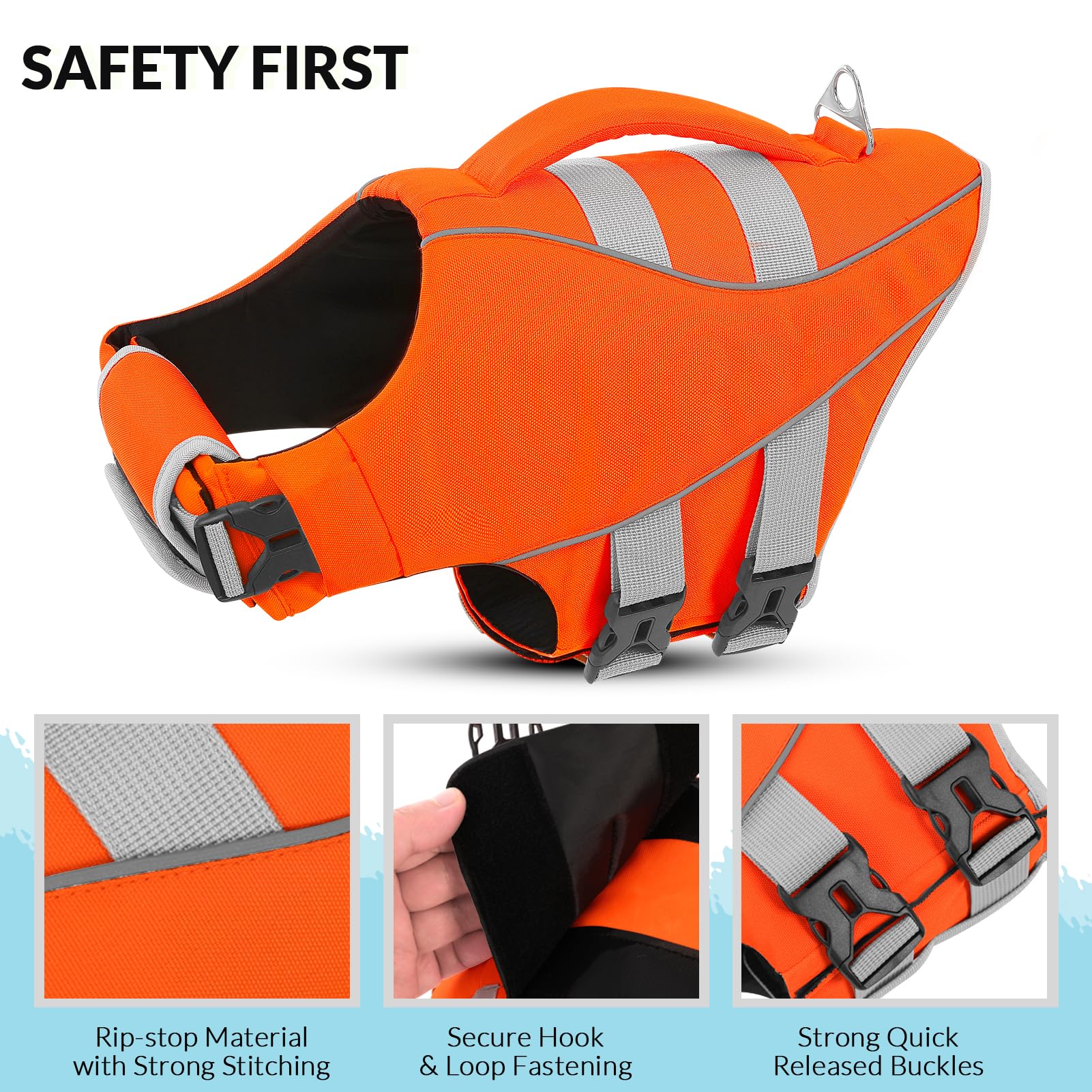 Gilet Queenmore XL avec anse de sauvetage pour récupération rapide.