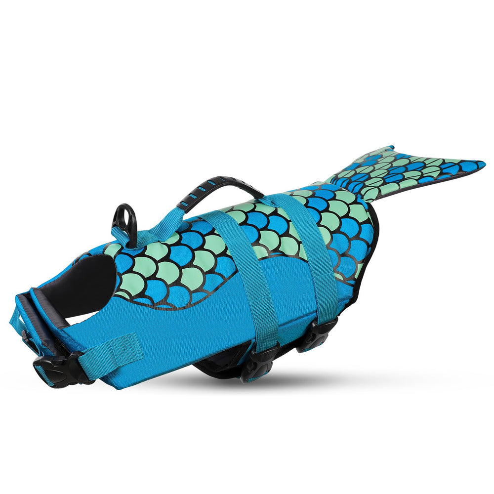 Queenmore gilet sirène pour chien bleu XXL avant avec flottabilité élevée pour la natation