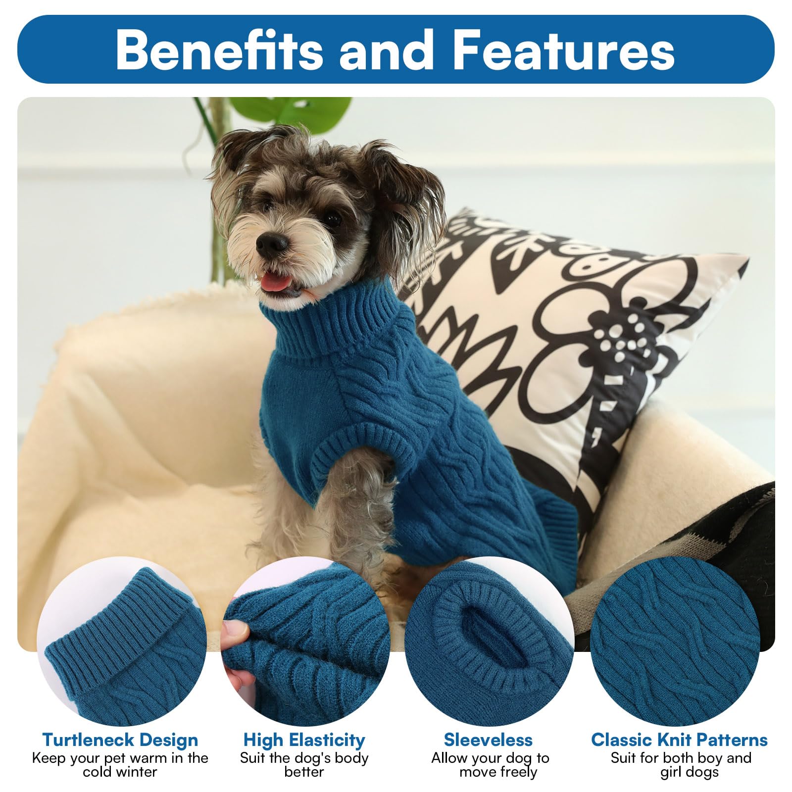 Guide des tailles Queenmore pull chien 2XL, estimation précise du tour de poitrine.