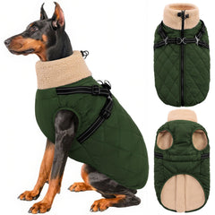 Queenmore manteau chien grand hiver ArmyGreen 2XL avec fermeture dos rapide.
