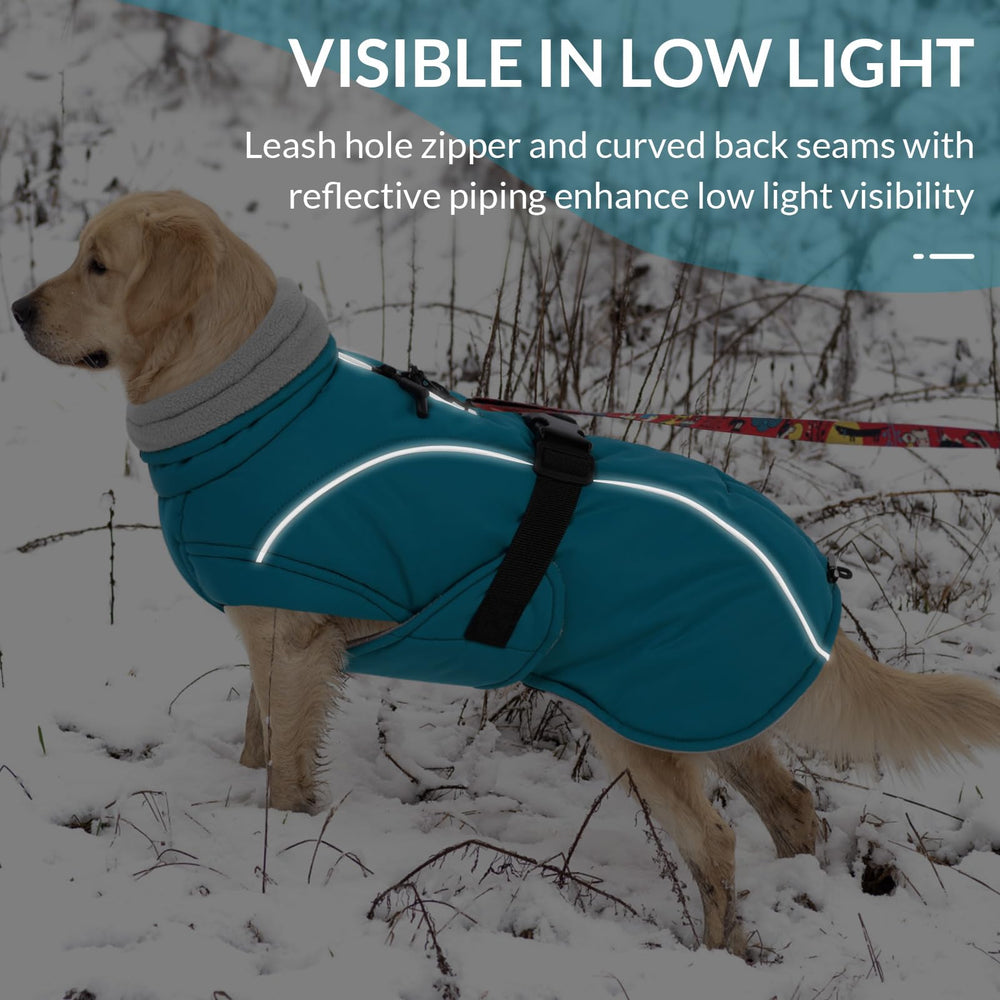 Queenmore manteau chien hiver bleu M trou harnais — facile à utiliser avec harnais.