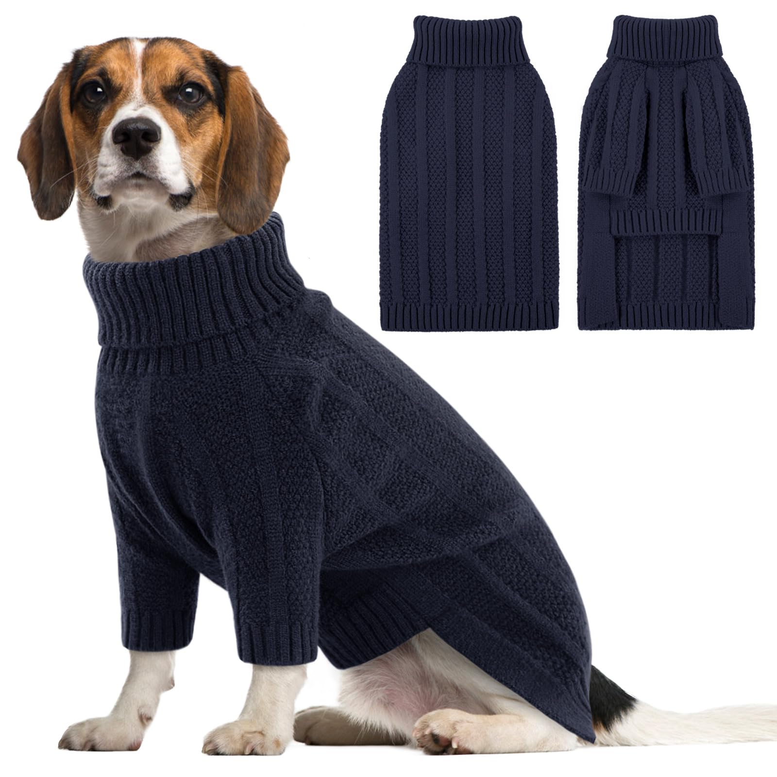 Queenmore pull chien col roulé XXL noir, chaleur douce pour hiver