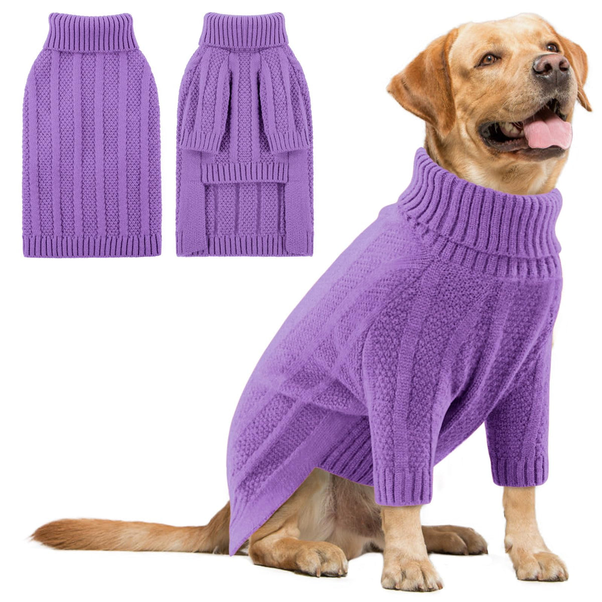 Queenmore pull chien col roulé XXL, vue sur chaleur et élégance.