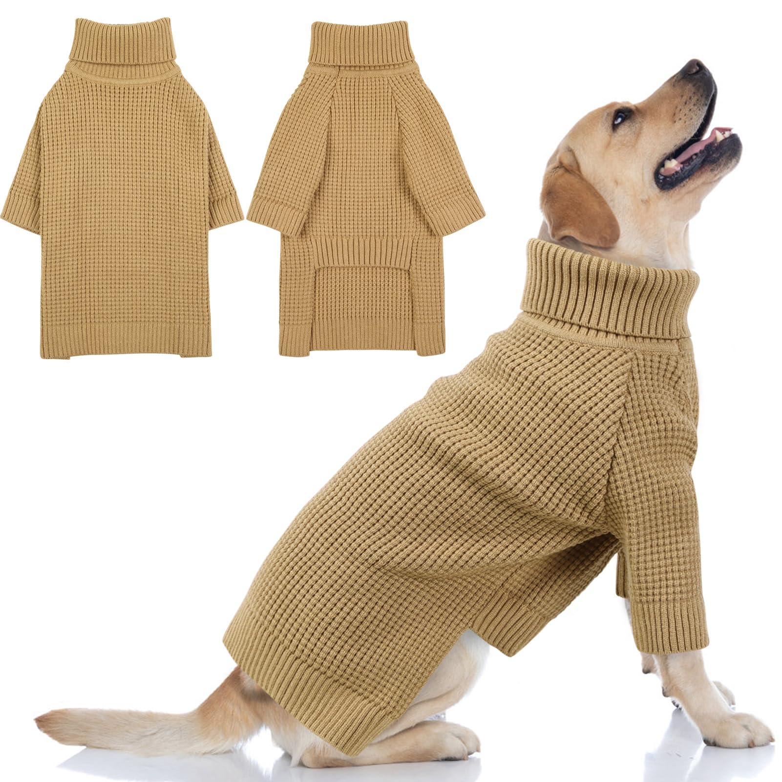 Queenmore pull-col-roule chien carreaux marron, confort doux au quotidien.