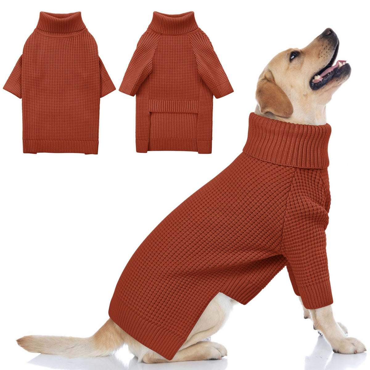 Queenmore pull doux pour grand chien brun, vue avant, confort quotidien.