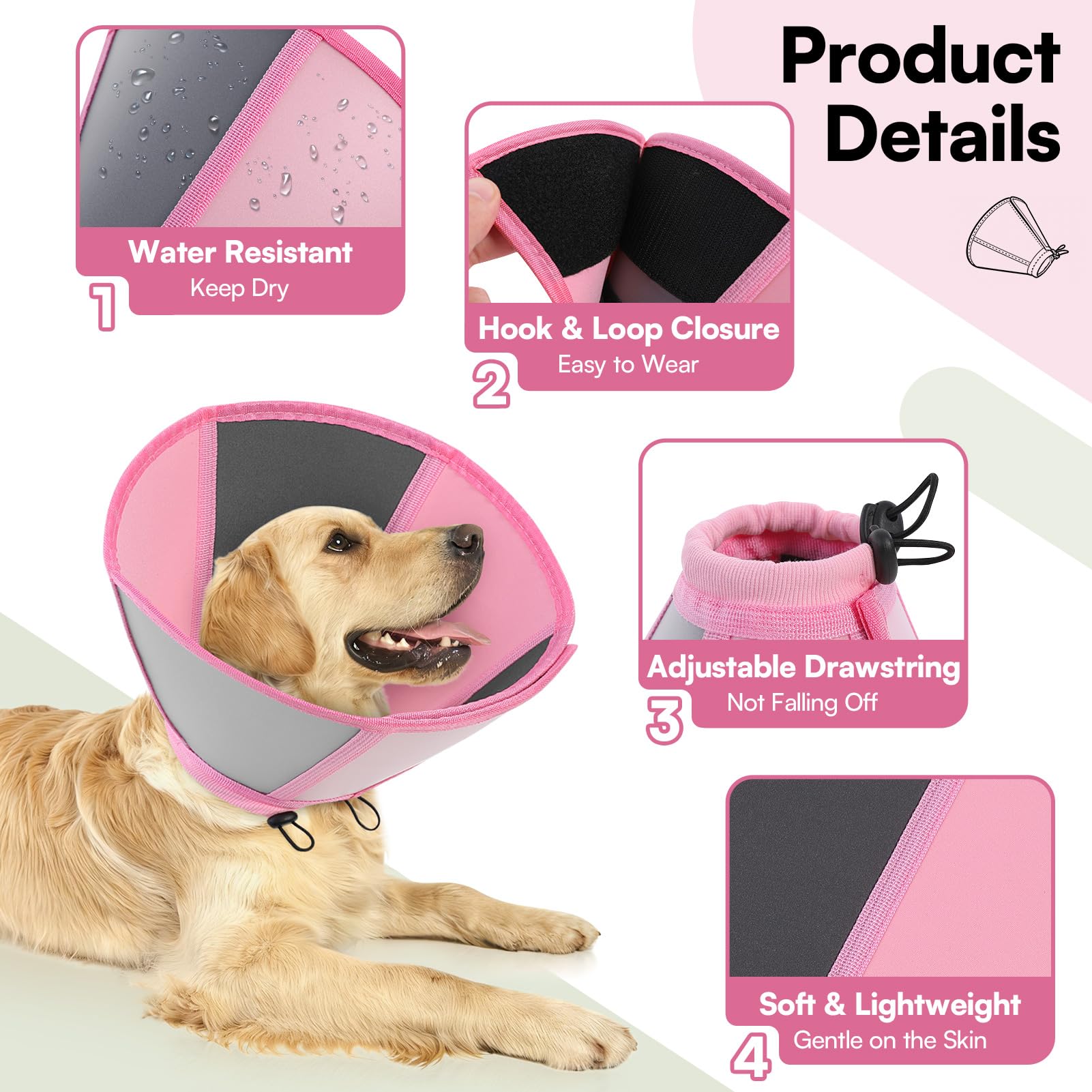 Queenmore reglage-bande-auto-agrippante-cone-chien — ajustement rapide et sûr.