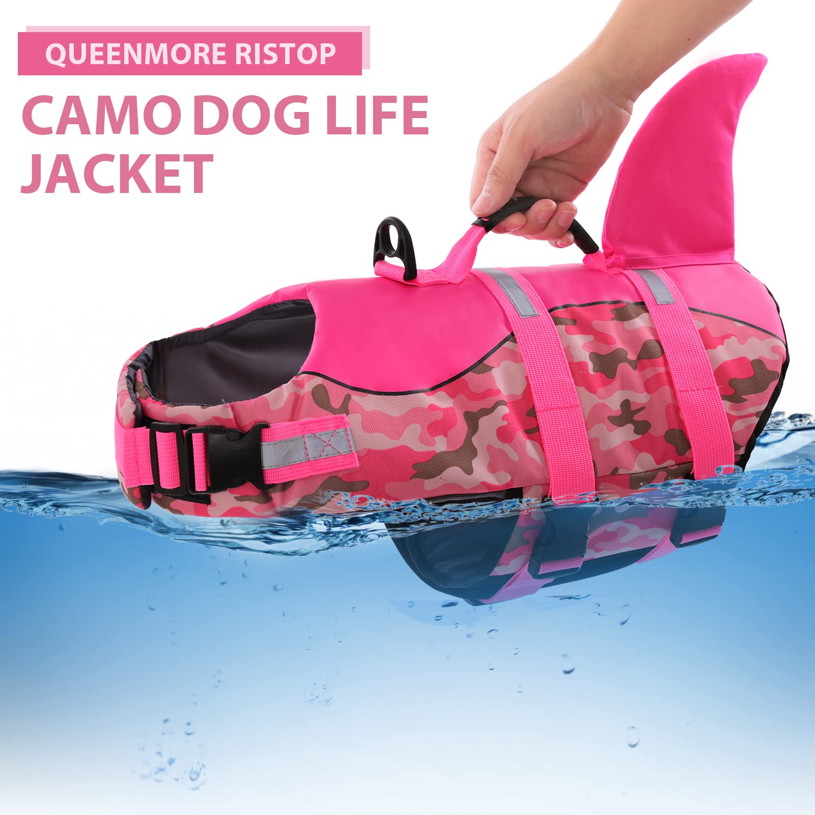 Queenmore veste sauvetage chien flottabilite-dos apporte un soutien lors des activites aquatiques.