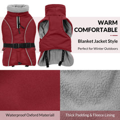 Queenmore XL manteau chien rouge — vue arrière, coupe et maintien.