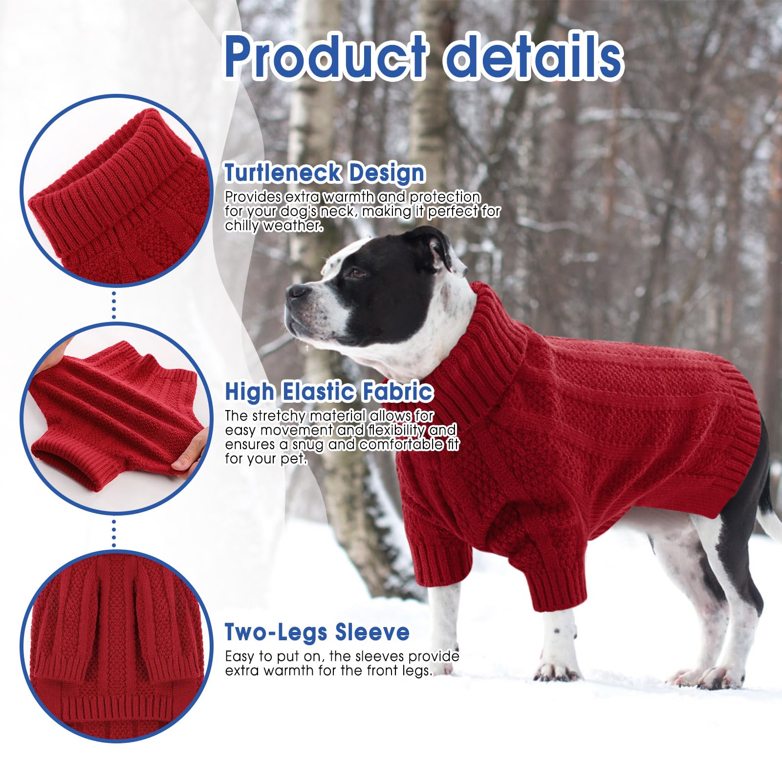 Pull Queenmore XXL pour chien, idéal en hiver pour sorties quotidiennes et fêtes.