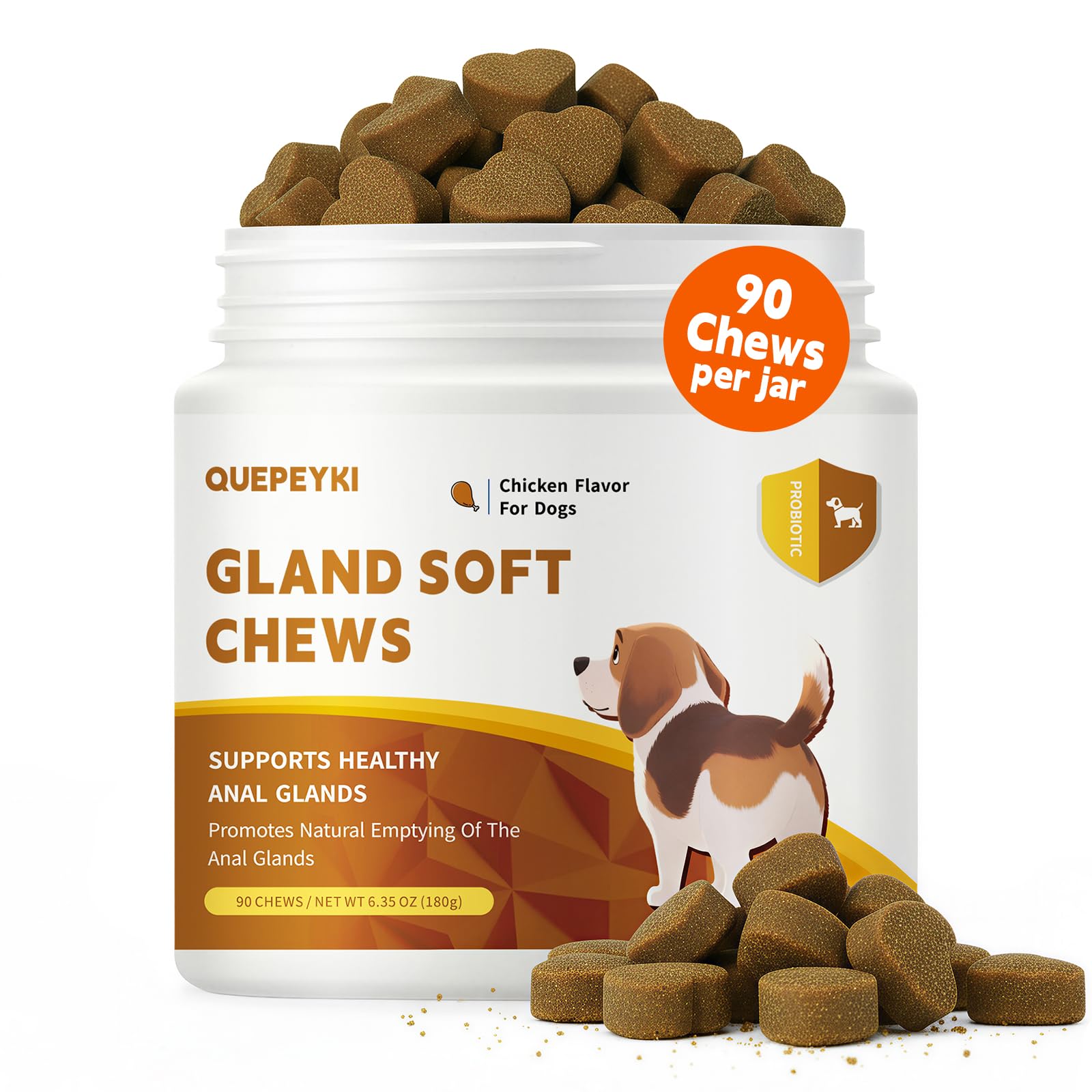 QUEPEYKI soutient la glande anale avec des friandises au poulet pour une digestion équilibrée.