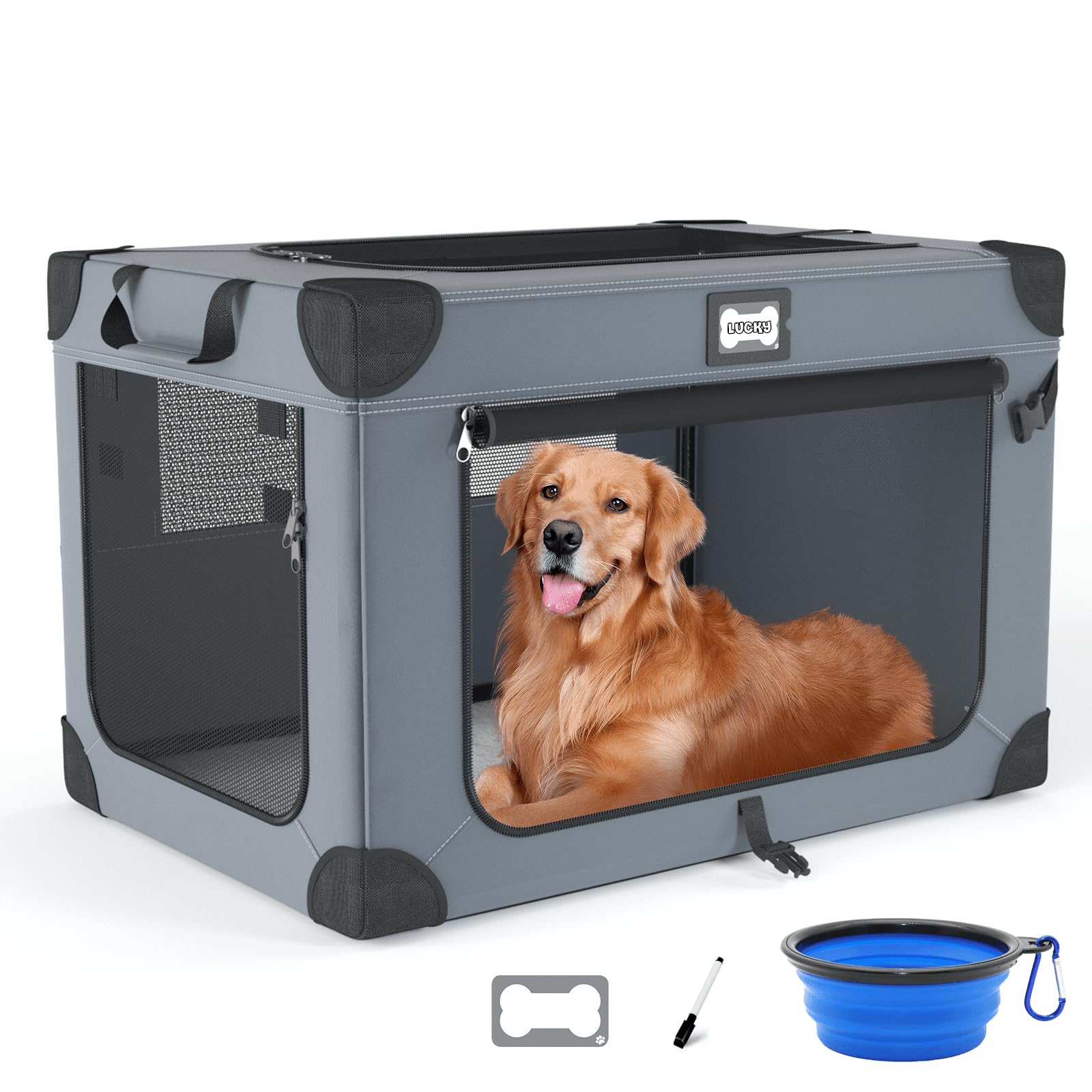 QUIBBLICK cage chien doux 42 pouces pliable pour voyages faciles et confort
