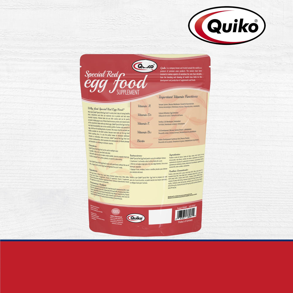 Quiko Special Rouge Œuf – Utilisation quotidienne facile pour oiseaux.