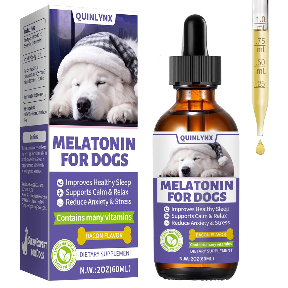 Quinlynx Mélatonine pour chiens – Bouteille-gouttes facilitant l’administration et le dosage