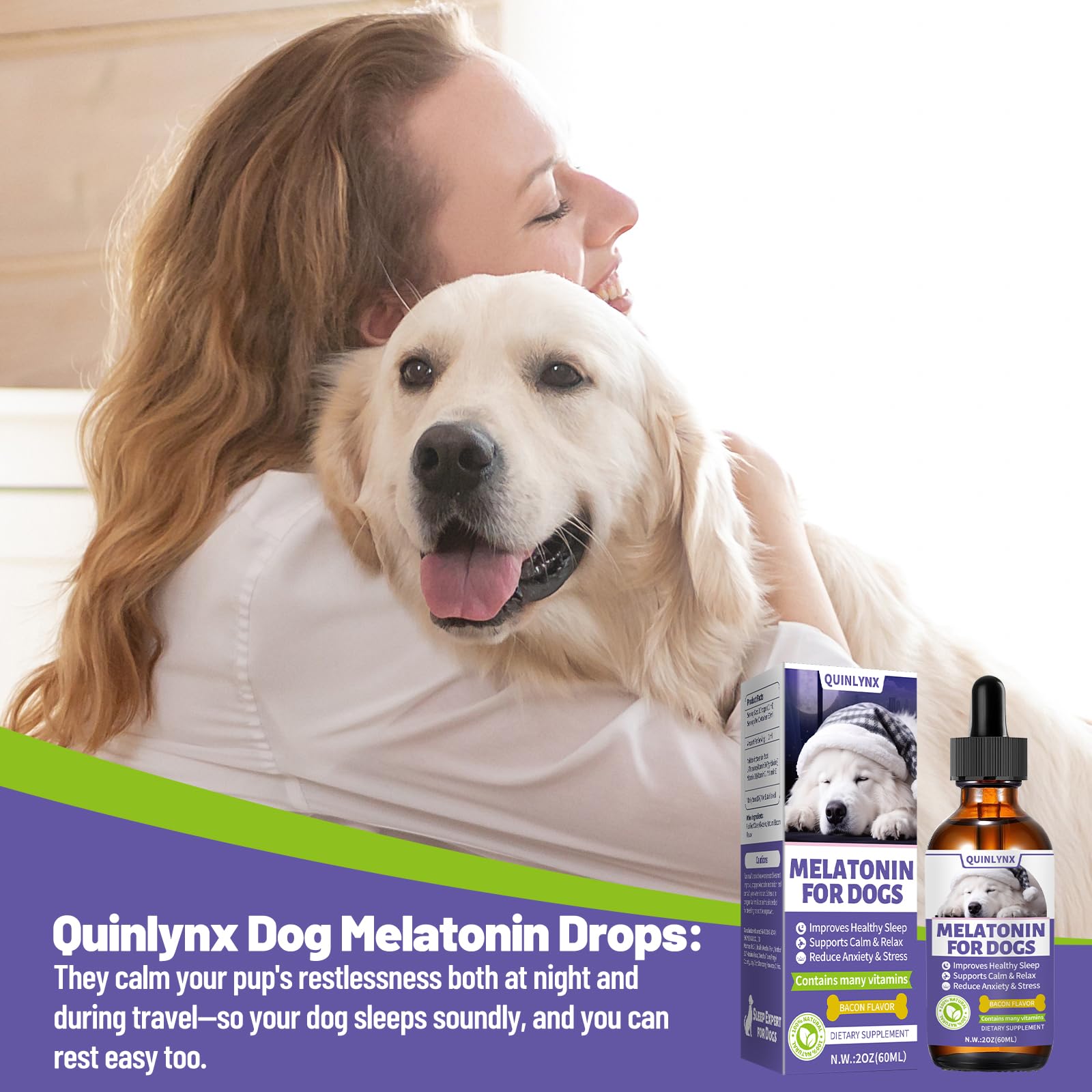 Quinlynx Mélatonine pour chiens – Immunité et bien-être soutenus par vitamines