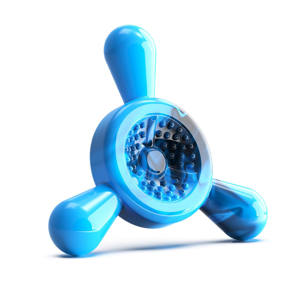 Quizvi jouet nylon bleu ciel vu de face, prise en bouche facilitée.