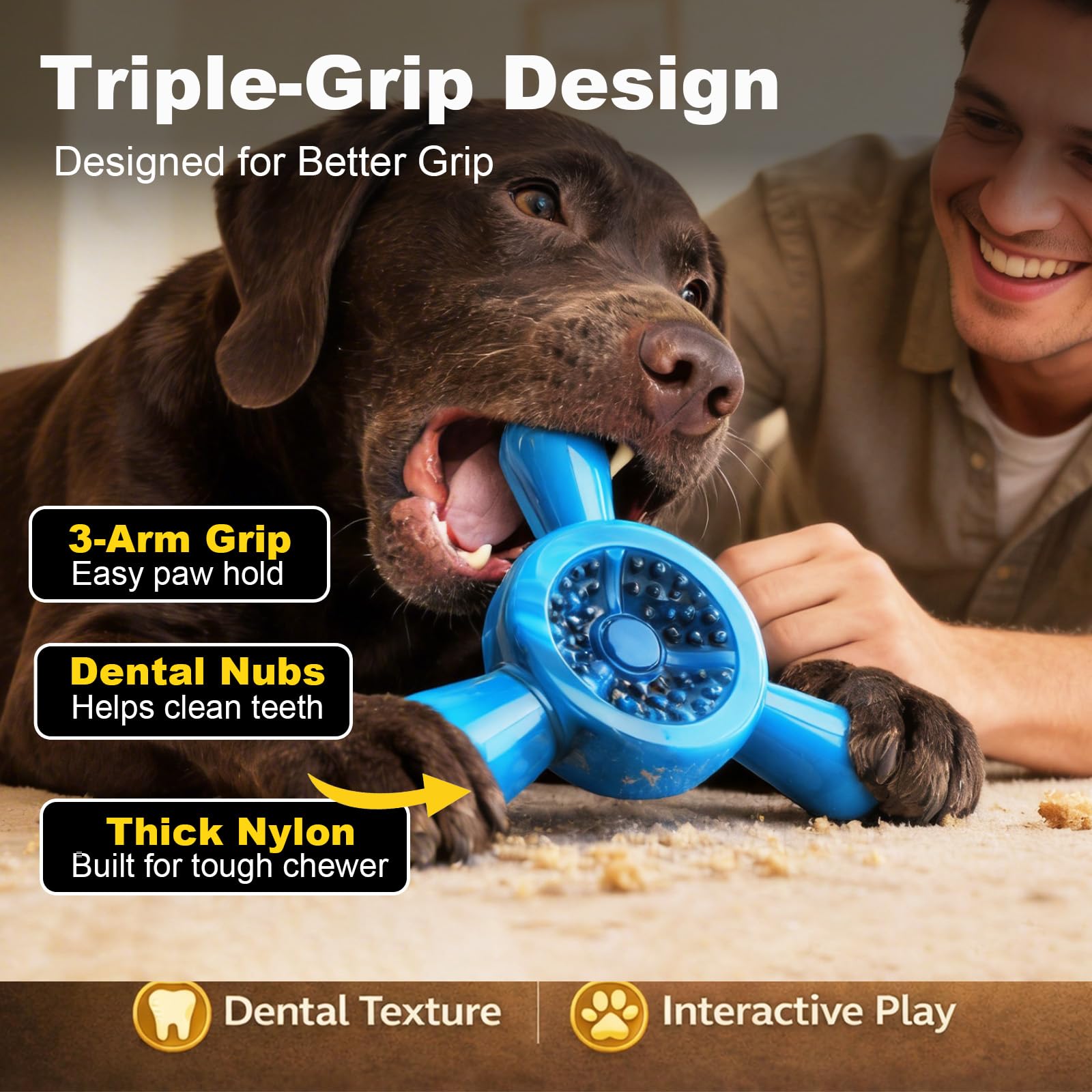Quizvi montre le design triple bras pour une mâche facile.