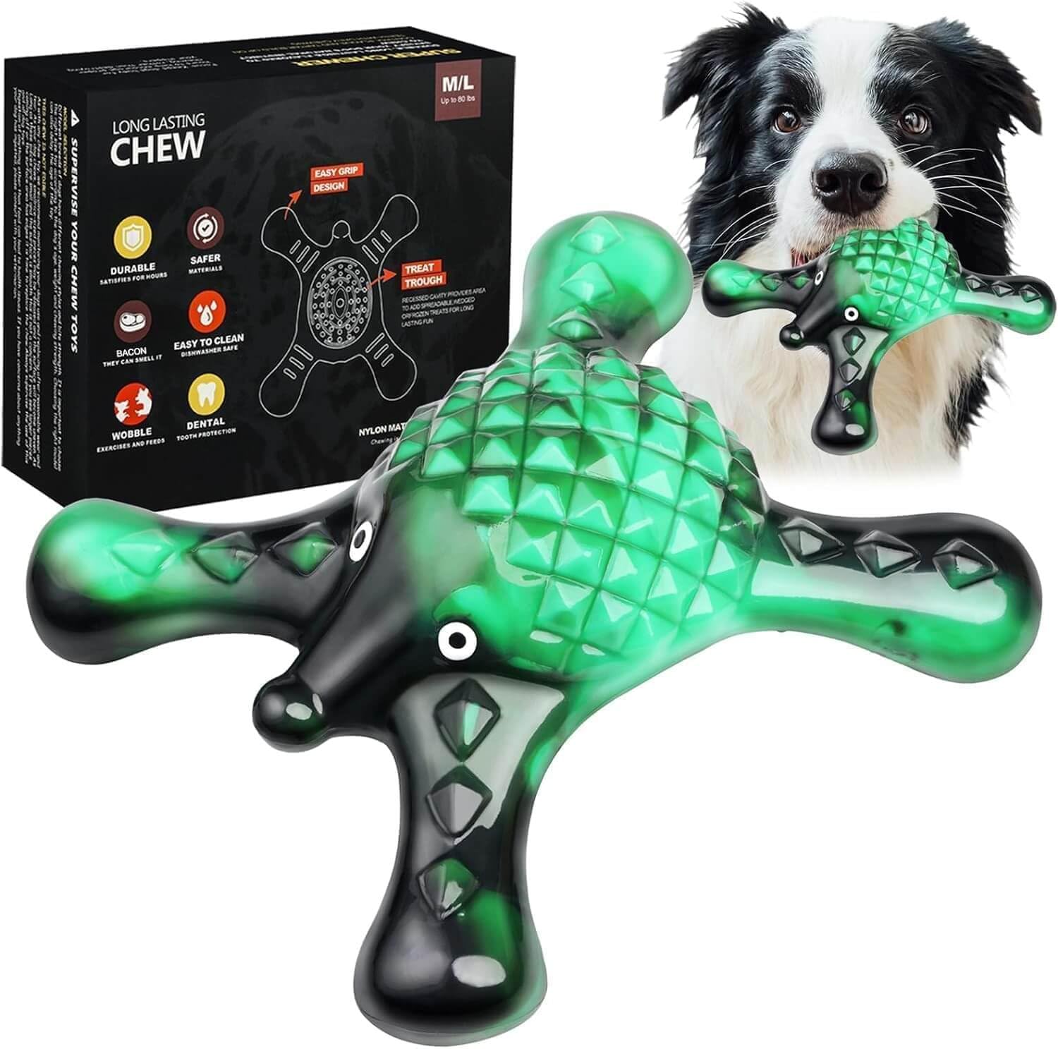 Quizvi os nylon bacon durable pour gros chien — résistance élevée et jeu prolongé.