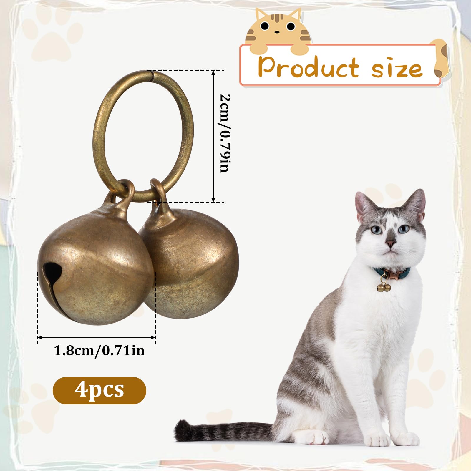 Grelots Qulkws pour collier chat en cuivre, faciles à entendre