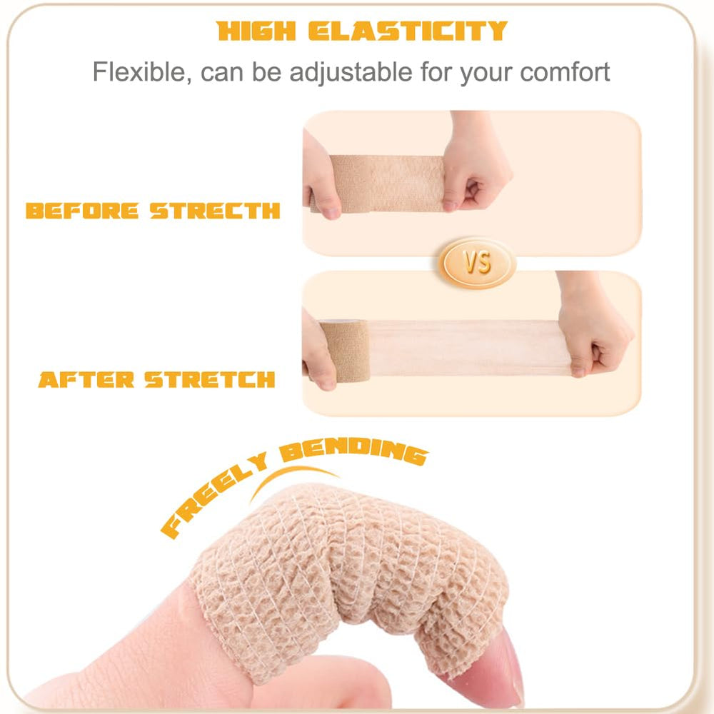 QUMY bandage beige cohésif pour pattes: maintien sûr sans coller aux poils