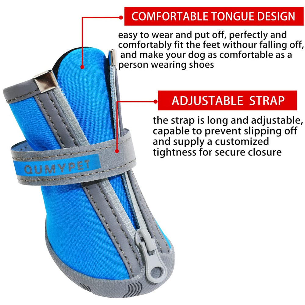 Bottes QUMY bleu pour chien petit bleu imperméables protègent les pattes contre l’humidité.