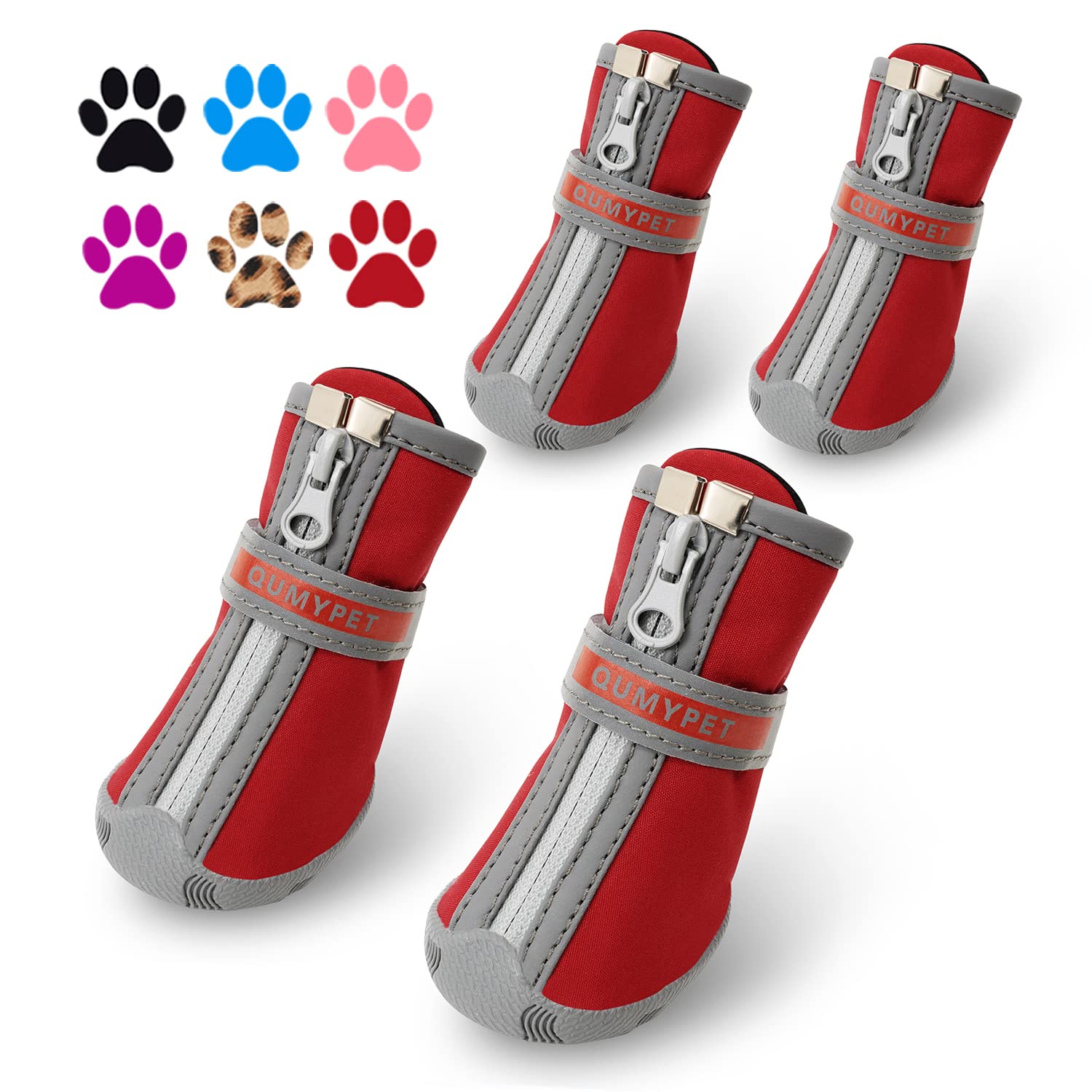 Chaussures QUMY pour petit chien rouge taille 2, protection des pattes lors des sorties.