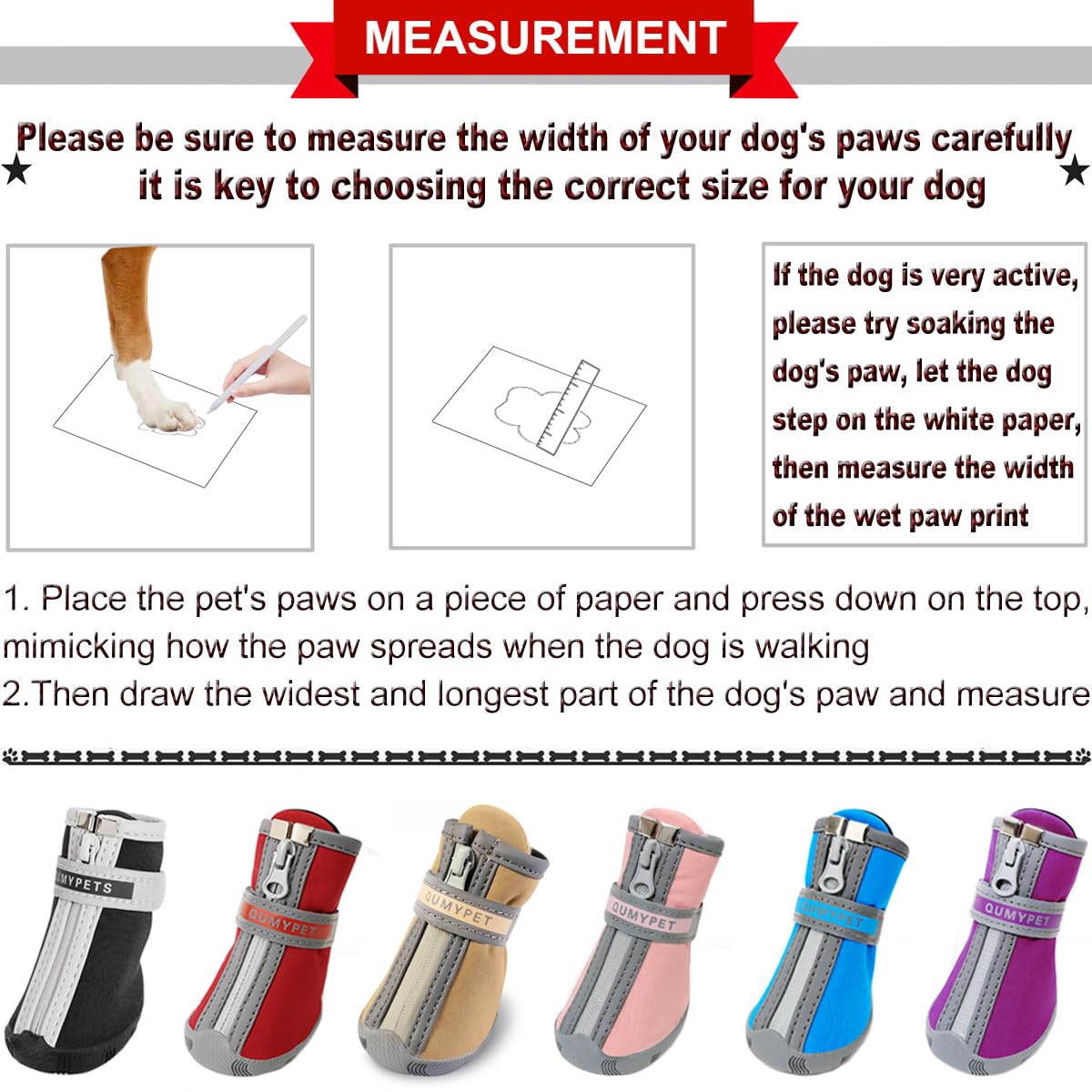 Bottes QUMY anti-dérapantes pour patte canine, douceur et confort.