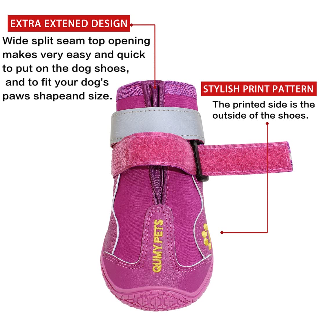 Bottes QUMY pour pattes de chien grand, protection contre le trottoir chaud