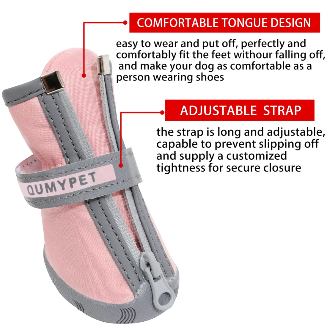 Chaussures QUMY pour petit chien, imperméables et chaudes pour temps humide.