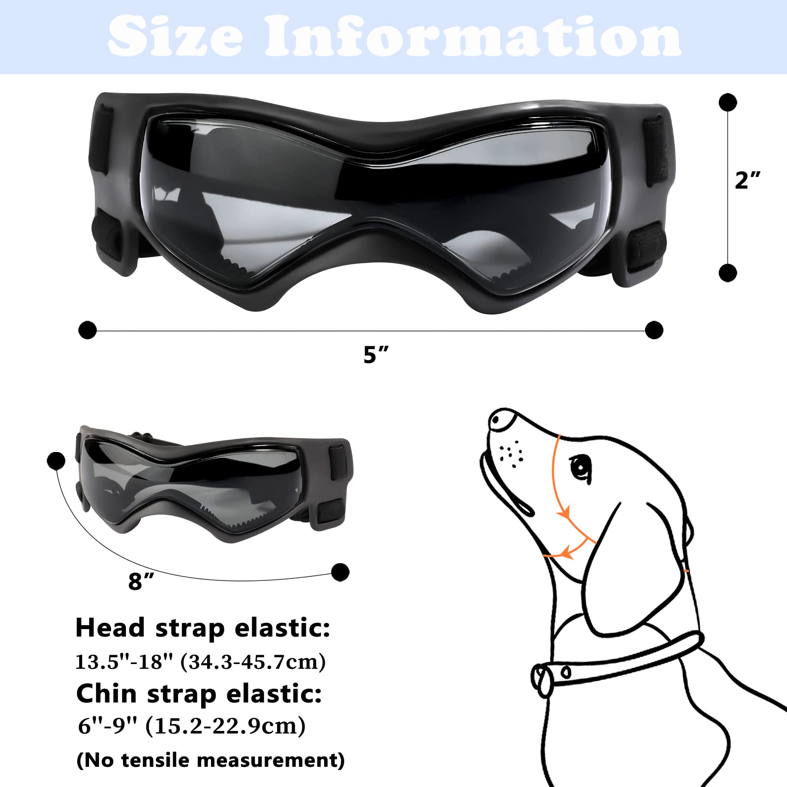 QUMY lunettes chien anti-poussiere pour balades en extérieur.