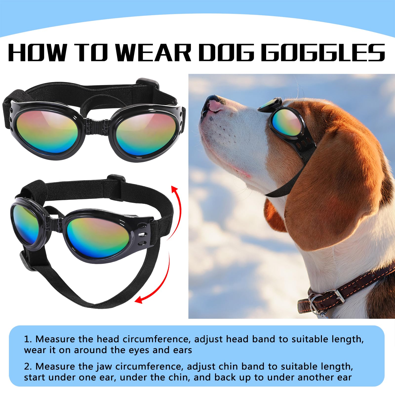 QUMY lunettes chien serre-tête ajustable pour confort.