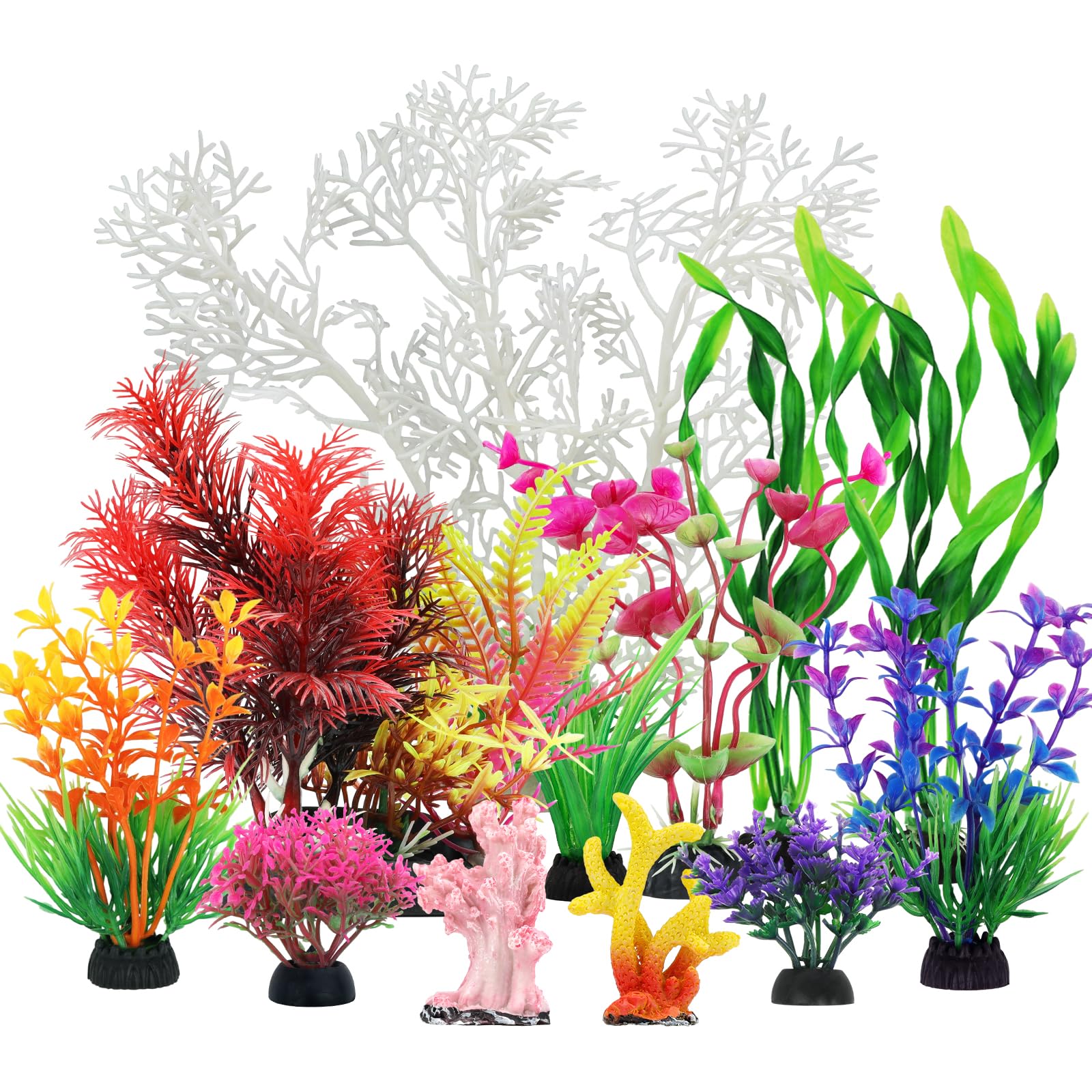 QUOZUO corail en résine rose, décor vivant et sûr pour l'aquarium.