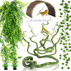 QUOZUO liane jungle terrarium pour reptiles, décor réaliste et sûr.