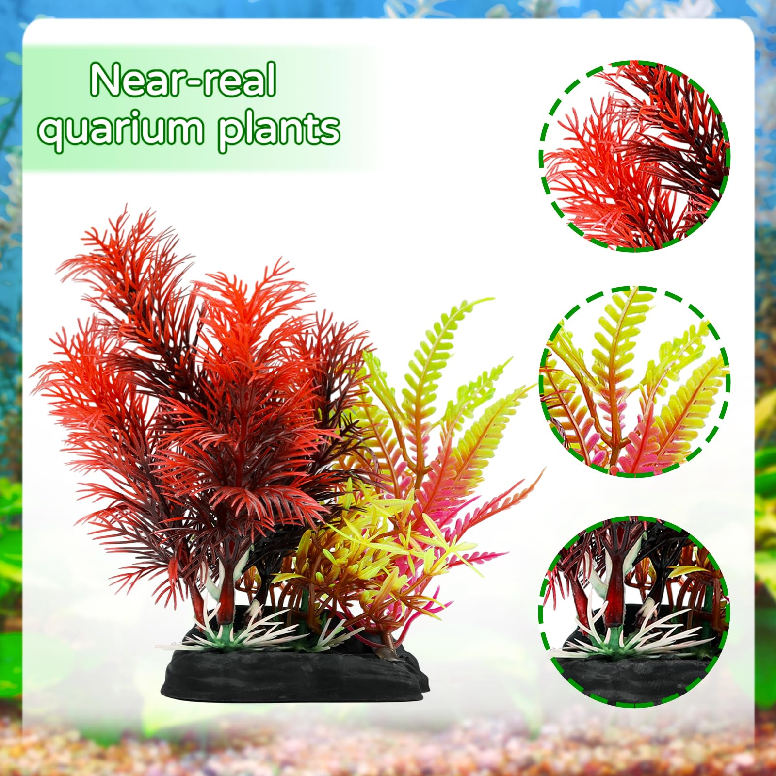 QUOZUO plantes d'aquarium verte, feuillage dense pour un décor vivant.