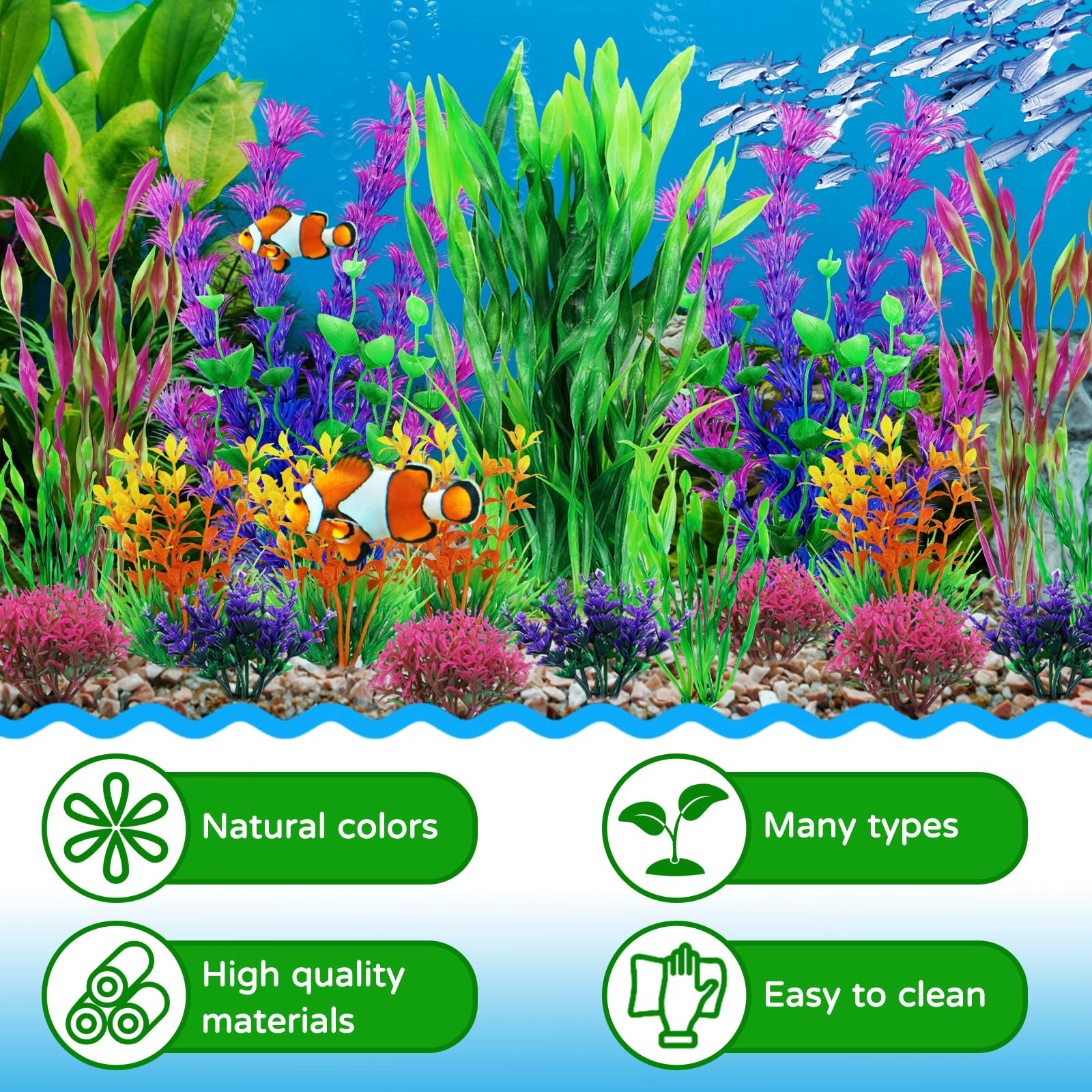 QUOZUO Plantes d'aquarium violettes ajoutant couleur et cachettes pour poissons.
